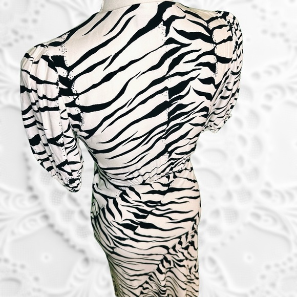 RIXO London ‘Tonya’ V-Neck Tiger Stripe Printed Button Up Flare Dress Size XXS - Picture 10 of 16